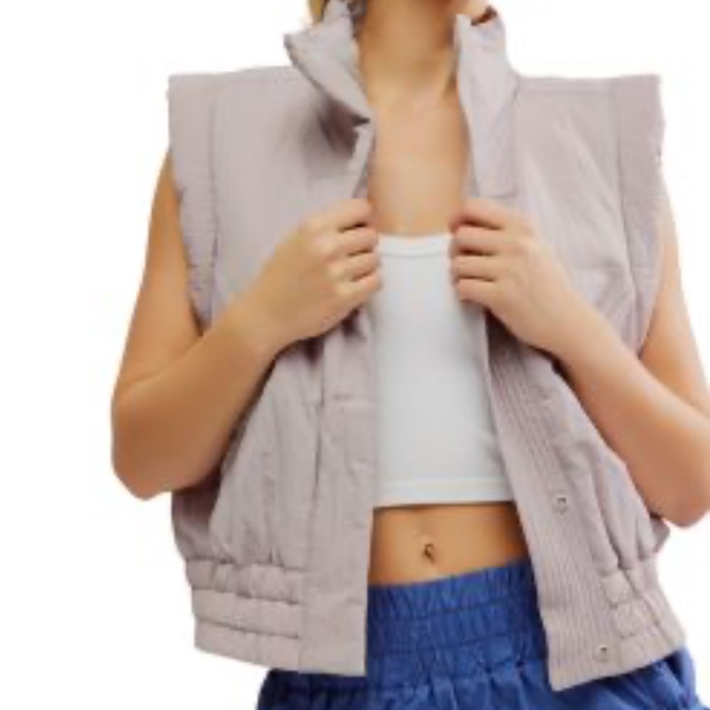 FP Movement Care Free People Scrunch Time Puffer Vest in Oyster XS or S NWT